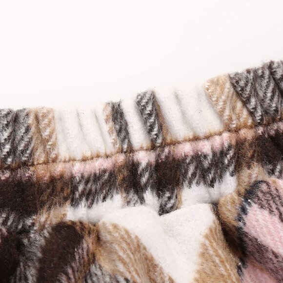 Womens Long Pink 7New Elastic Waist A-Line Pleated Tartan Long Plaid Wool Skirts - Picture 6 of 6